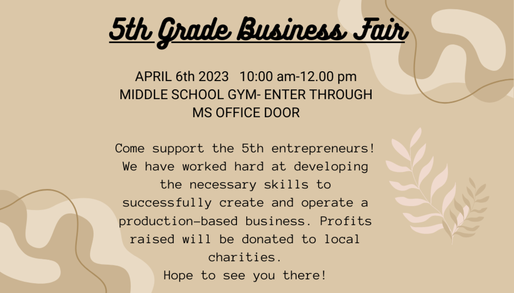 5th Grade Business Fair