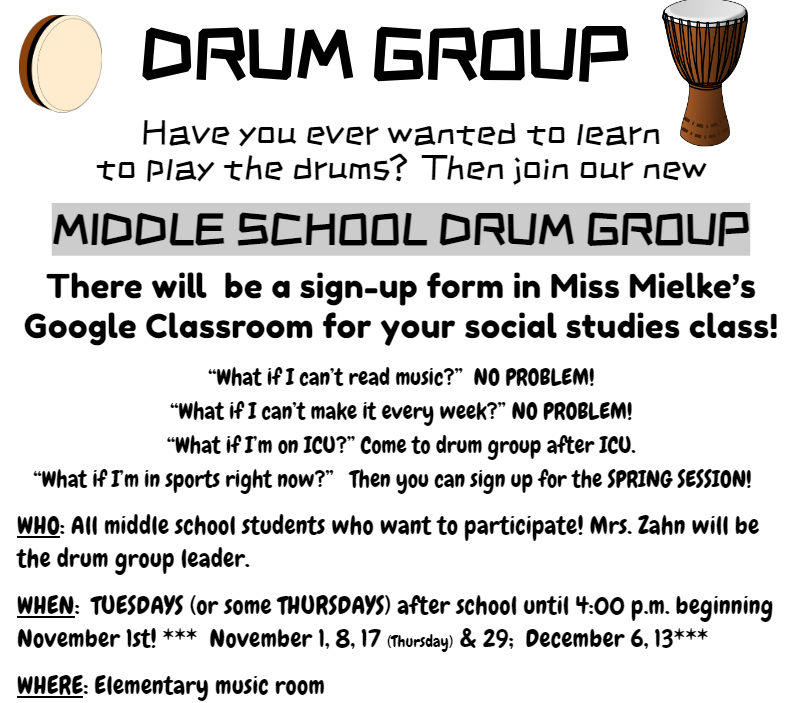 Drum Group for Middle School Students